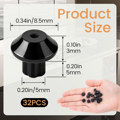 32 Pzas Soportes Goma para Placas de Cocina 3/16pulg Negro