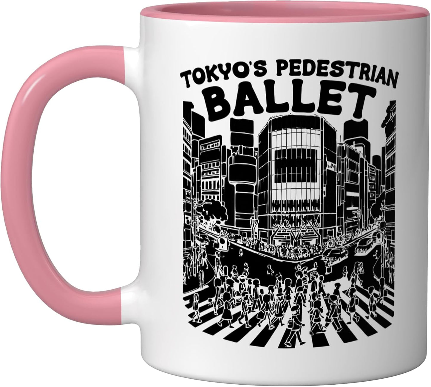 Taza Cerámica Japonesa Shibuya Crossing Rosa/Blanca