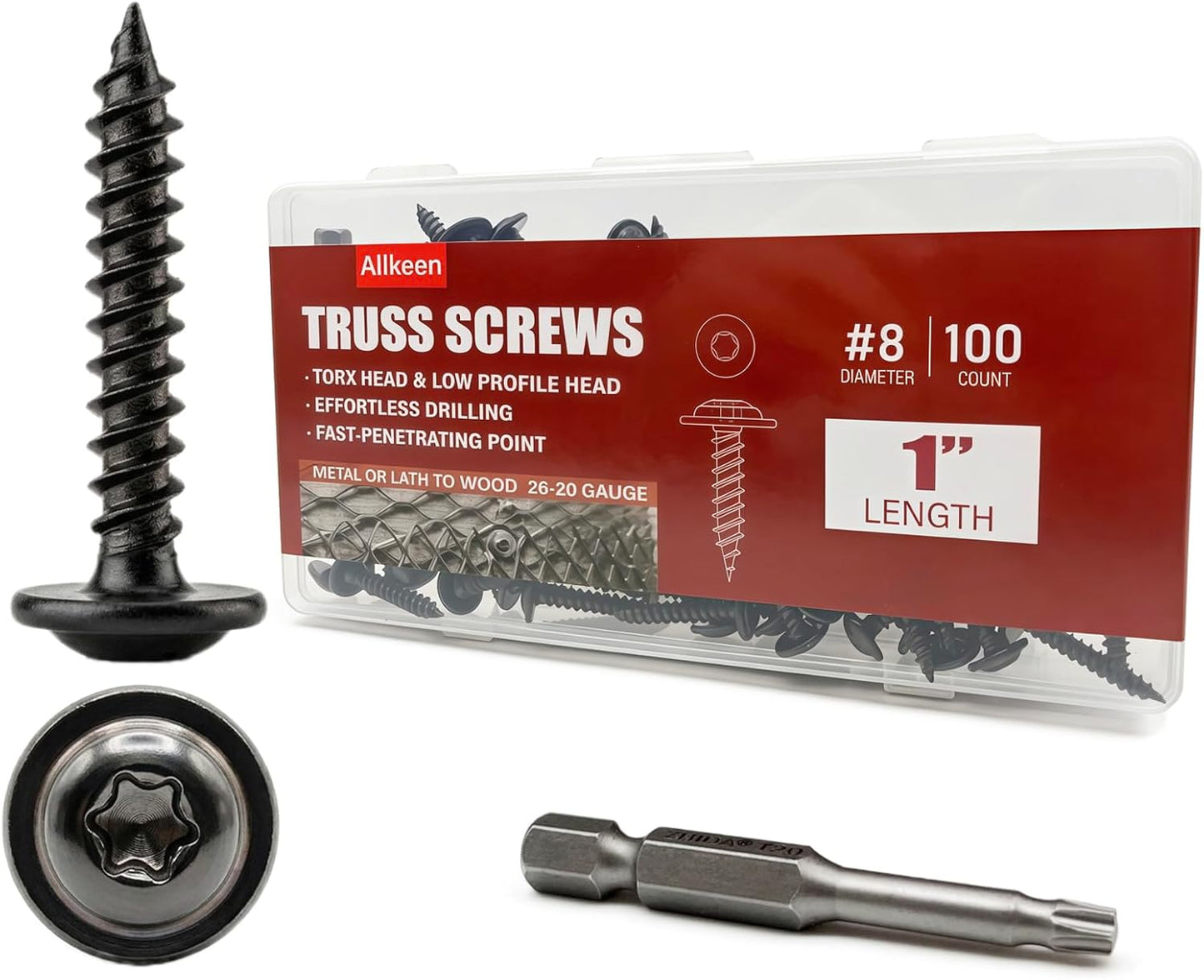 100 Pzas Tornillos Madera T20 Torx Negro Recubierto