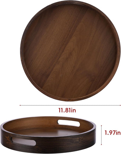 Bandeja redonda grande de madera para decorar hogar y servir comida