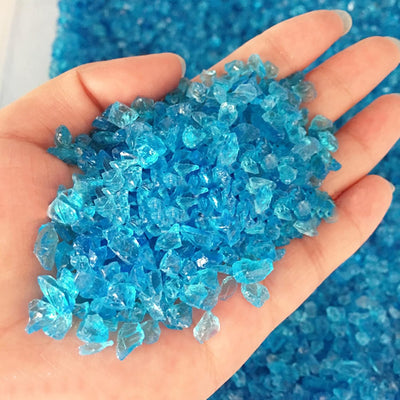 Chips cristal azul triturado 2lb para arte resina decorativo