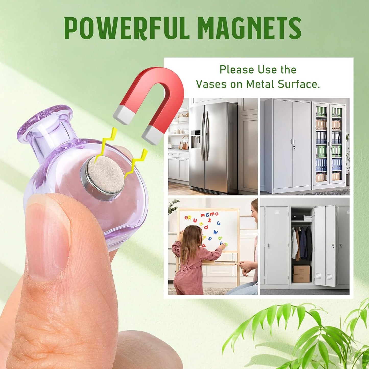 Mini imanes de cristal con flores artificiales para refrigerador y decoración