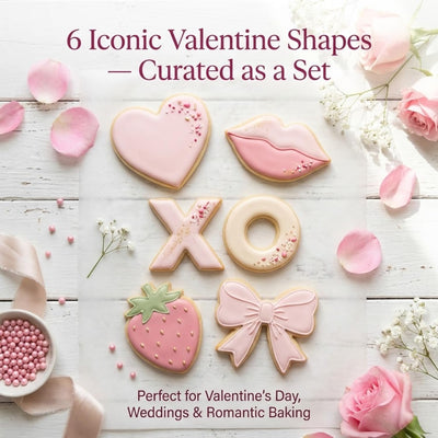 Set 6 Moldes Acero Inox San Valentín Corazón Labios X O Fresa