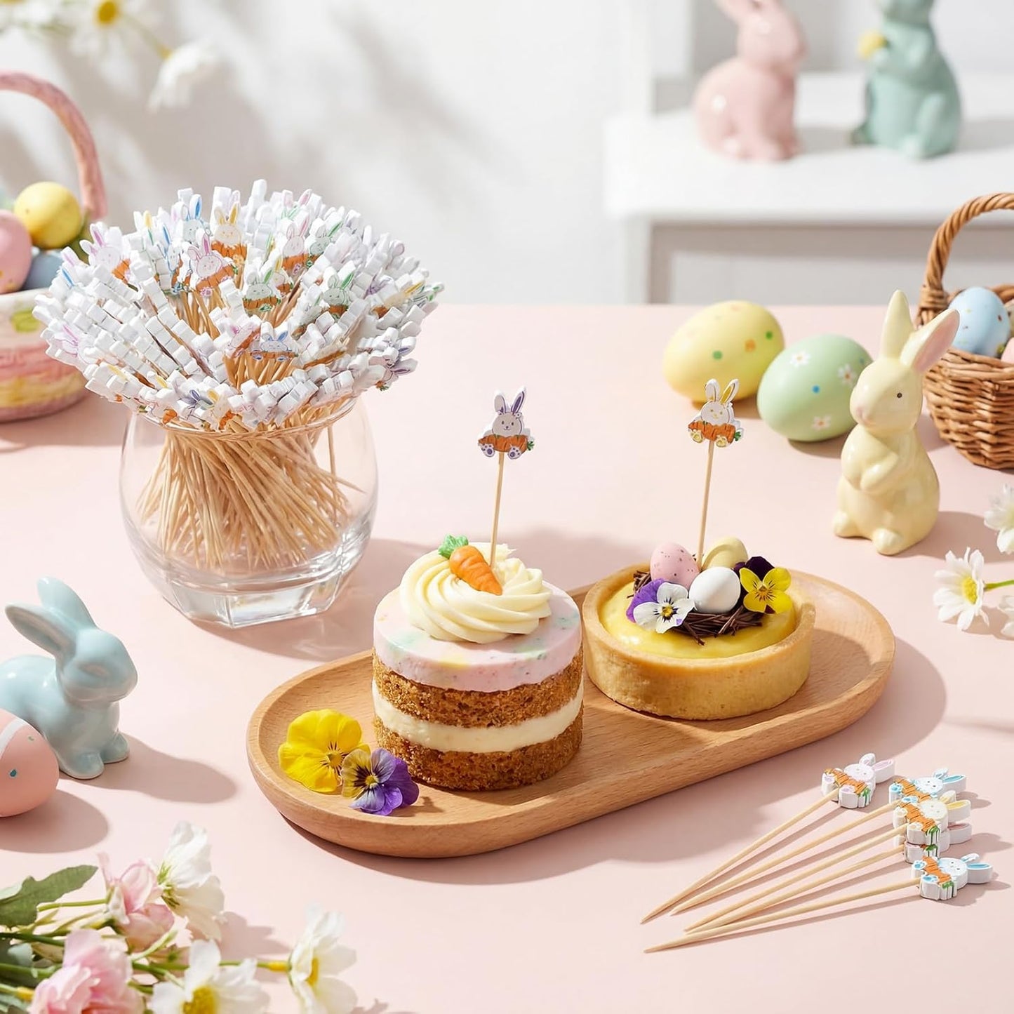 200 Palillos Conejo Pascua 4.7pulg Decorativos