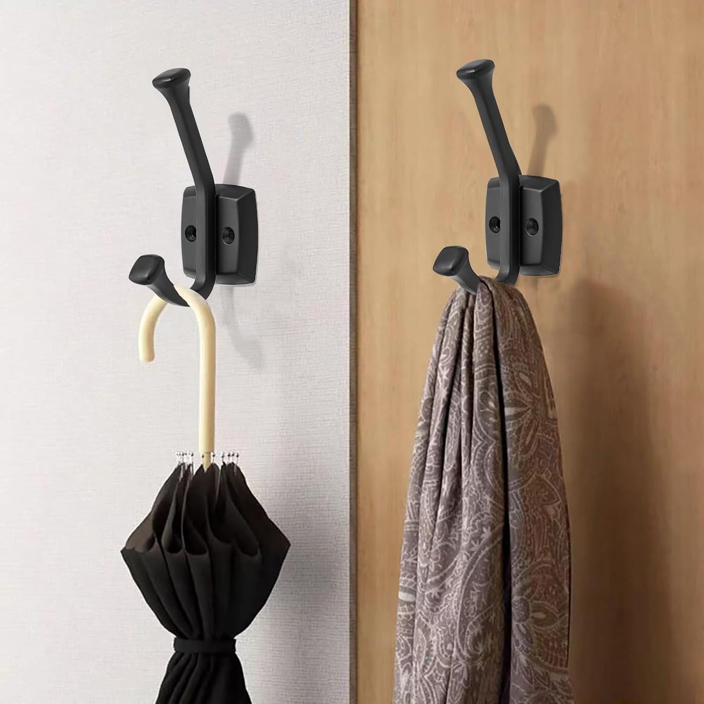10 Ganchos Negros Resistentes para Puertas Baños Armarios