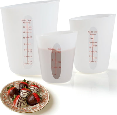 3 Tazas Silicón Alimenticio para Derretir Chocolate Reutilizable