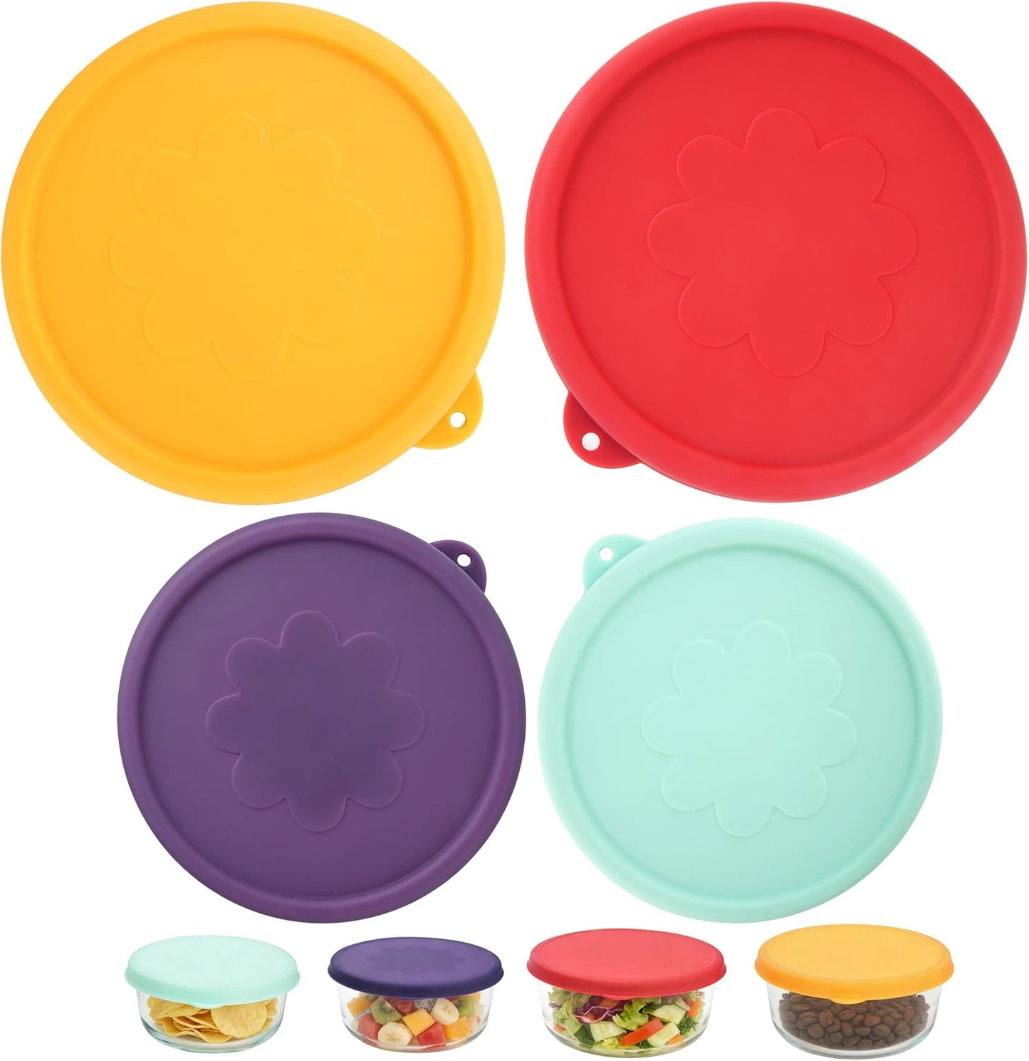 Tapas de silicona redondas para cuencos Anchor Hocking 4 unidades
