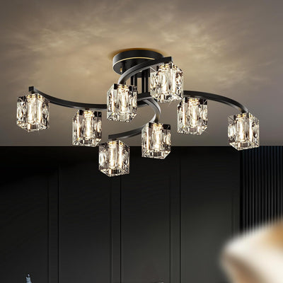 Lámpara techo Sputnik 8 luces cristal negro dormitorio comedor