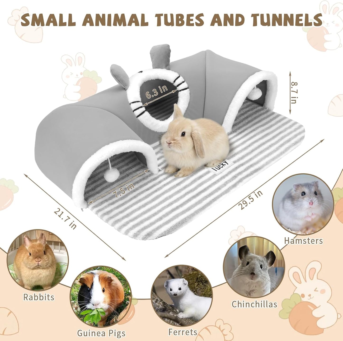 Cama túnel conejo 3 vías extraíble lavable para medianos y pequeños