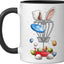 Disco de golf con diseño de conejo, orejas y taza de cerámica en negro y blanco
