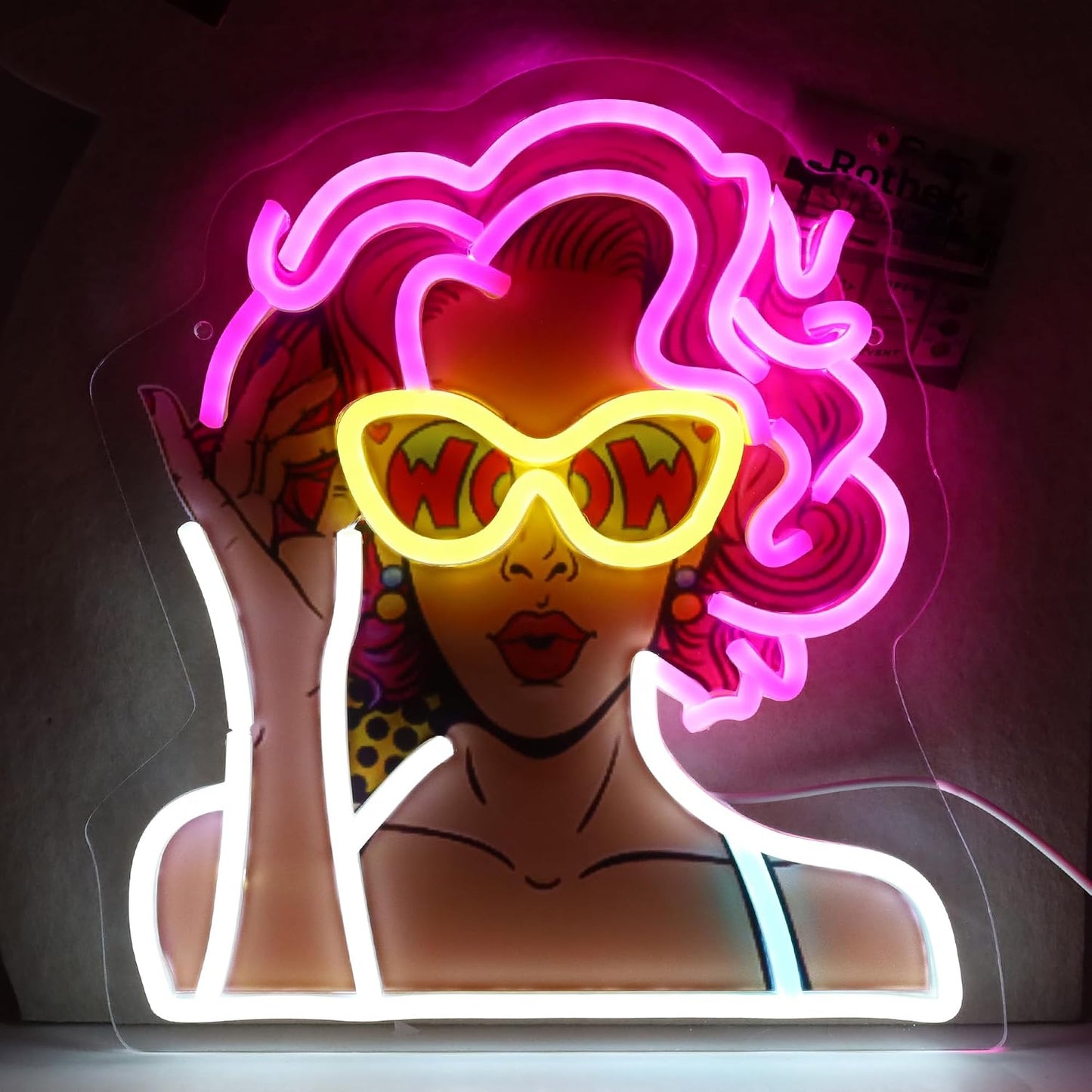 Letrero neón Pop Art Beauty Lady retro para bar dormitorio