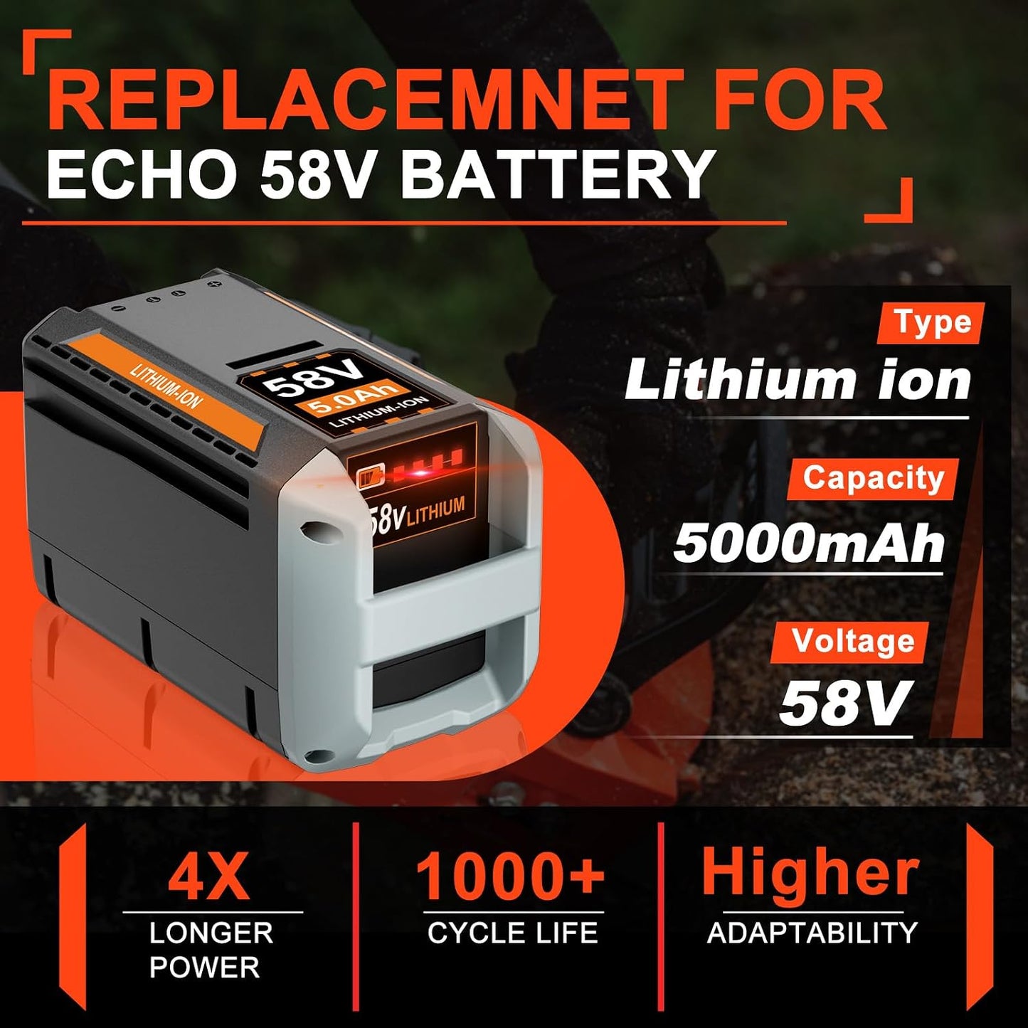 Batería 58V para herramientas Echo MAX PRO CBP-58V40 gris