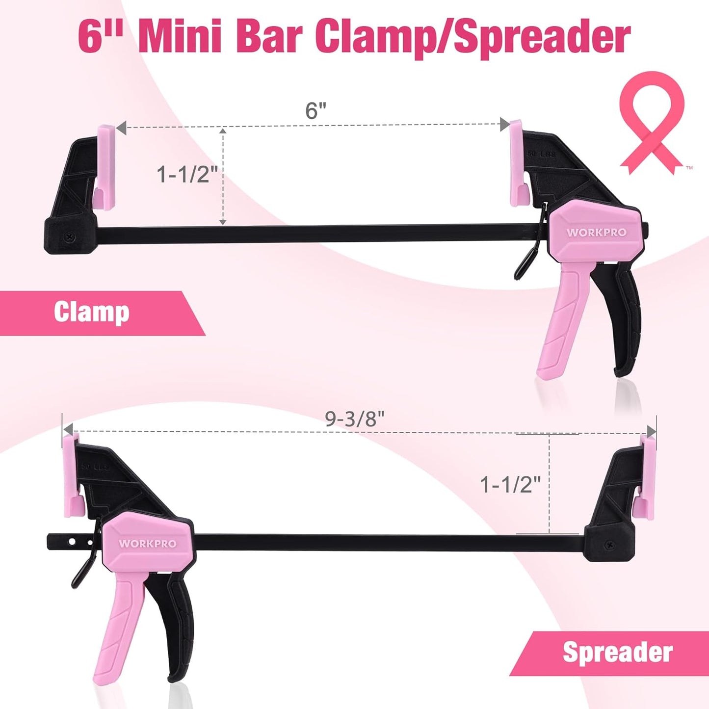 Abrazaderas mini barra 6pulg carpintería pack 2 con una sola mano