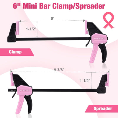 Abrazaderas mini barra 6pulg carpintería pack 2 con una sola mano