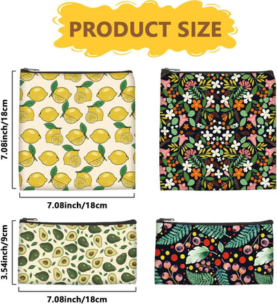 Bolsas reutilizables para aperitivos frutas 4 unidades diseño cremallera lavable estampado floral