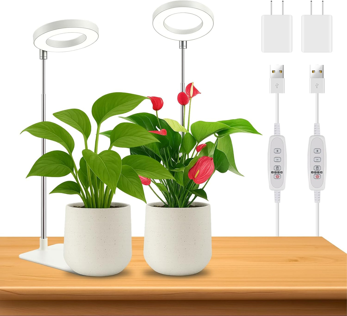 Lámpara anillo LED cultivo plantas 7-17.6pulg