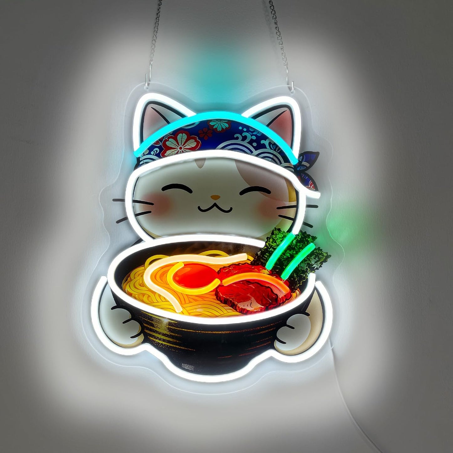 Letrero neón gato japonés para dormitorio garaje bar