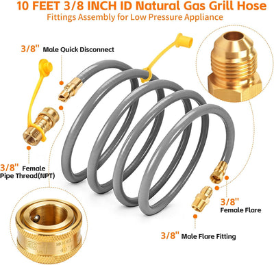 Manguera gas natural 10ft 3/8pulg conexión rápida Weber