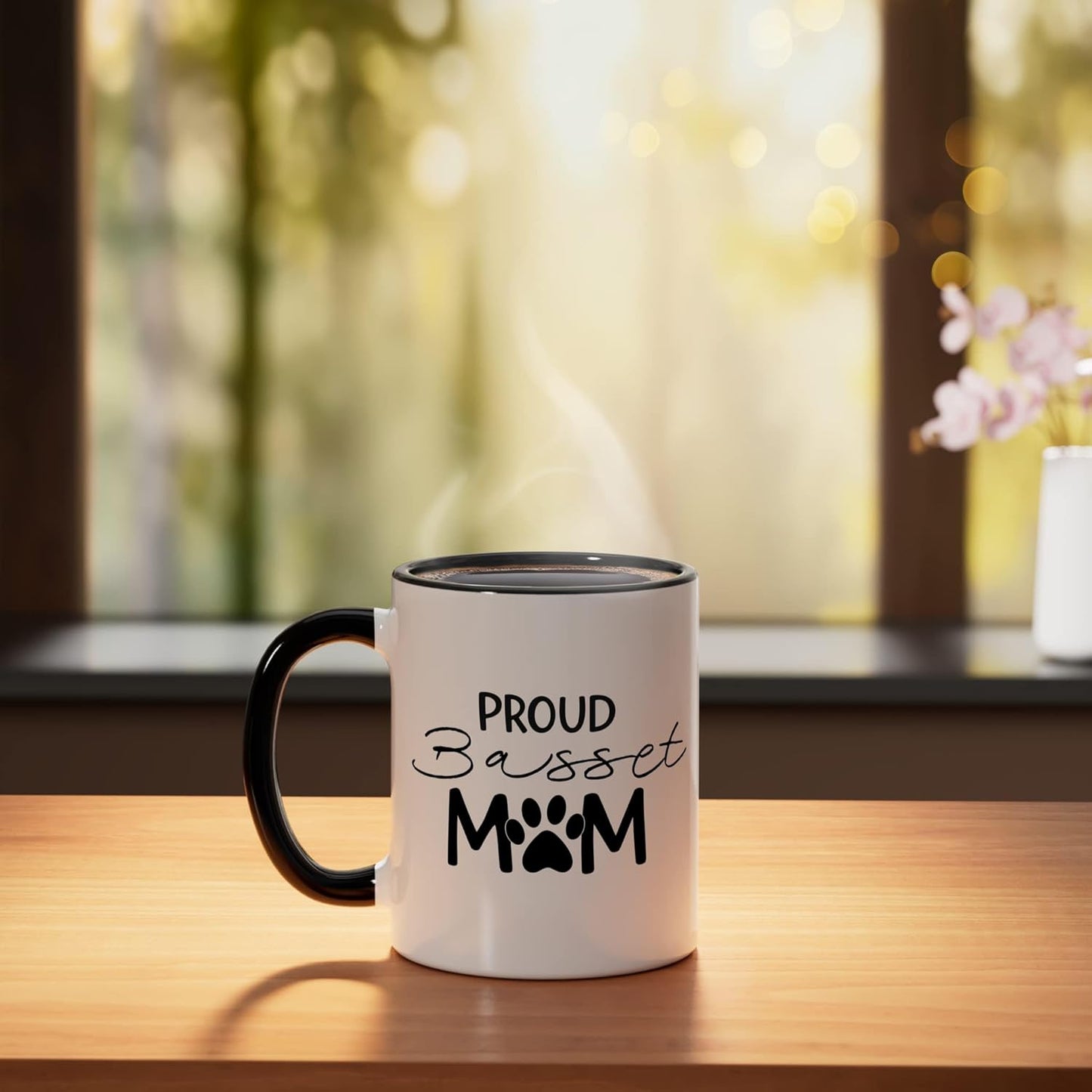 Taza cerámica para amante del basset hound negro/blanco