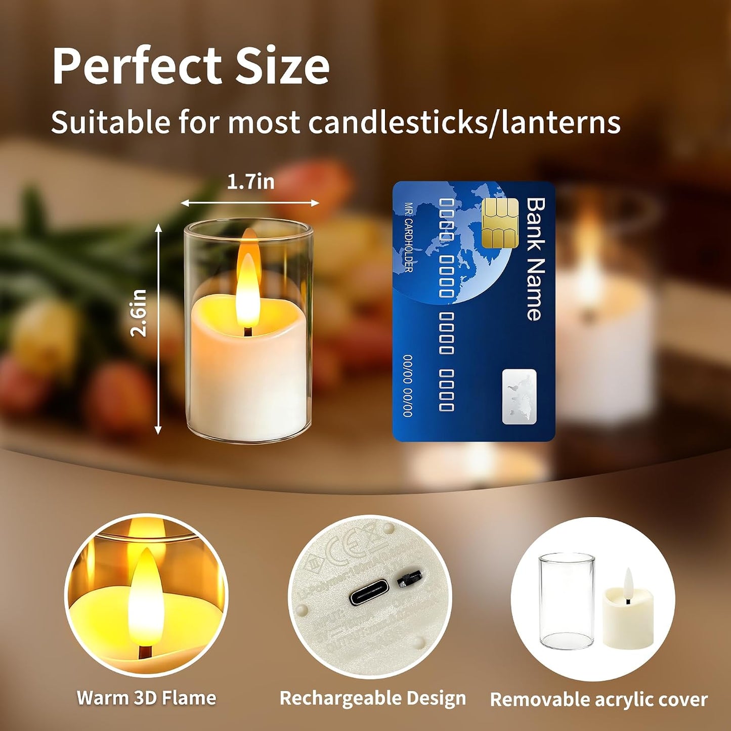 Velas LED acrílico transparente con control remoto paquete 6