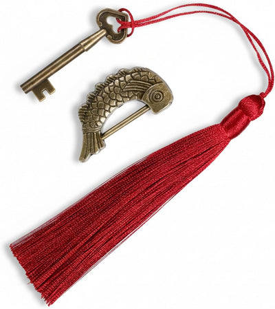 Candados pez vintage con llave y borlas metal cerradura chino