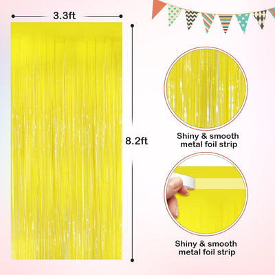 Cortinas flecos oropel amarillo 3.3x8.3pies paquete 2