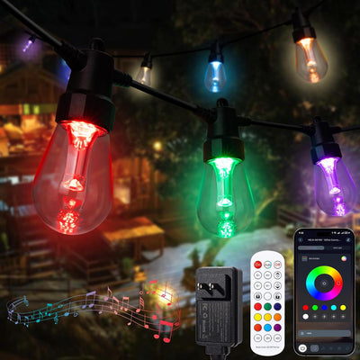 Luz de patio al aire libre 104ft 40 LED RGBW control APP