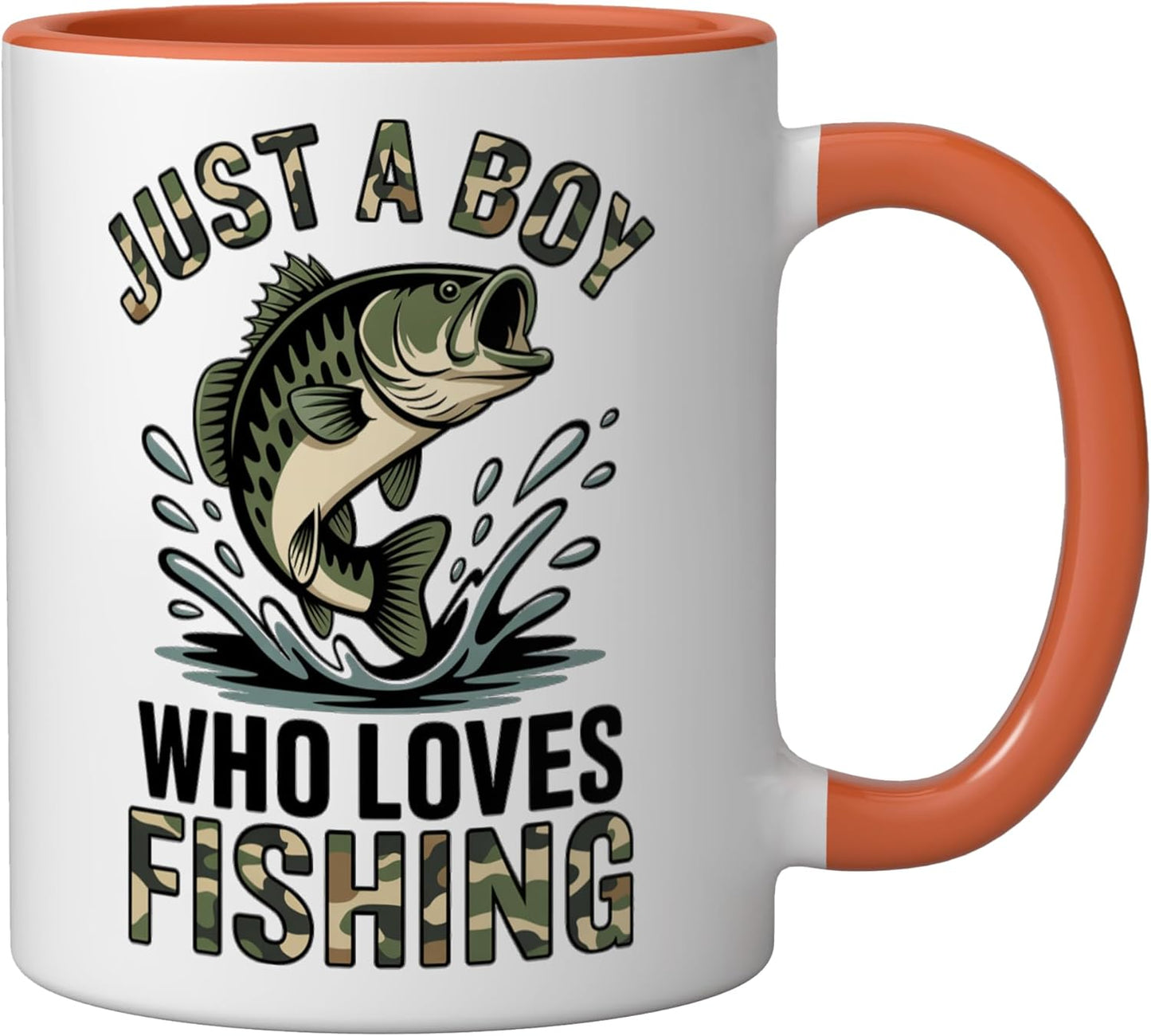 Taza Cerámica Pesca Carpa Color Naranja/Blanco
