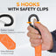 4 Pzas Correas Trinquete 1500lb Naranjas con Ganchos S y Clips