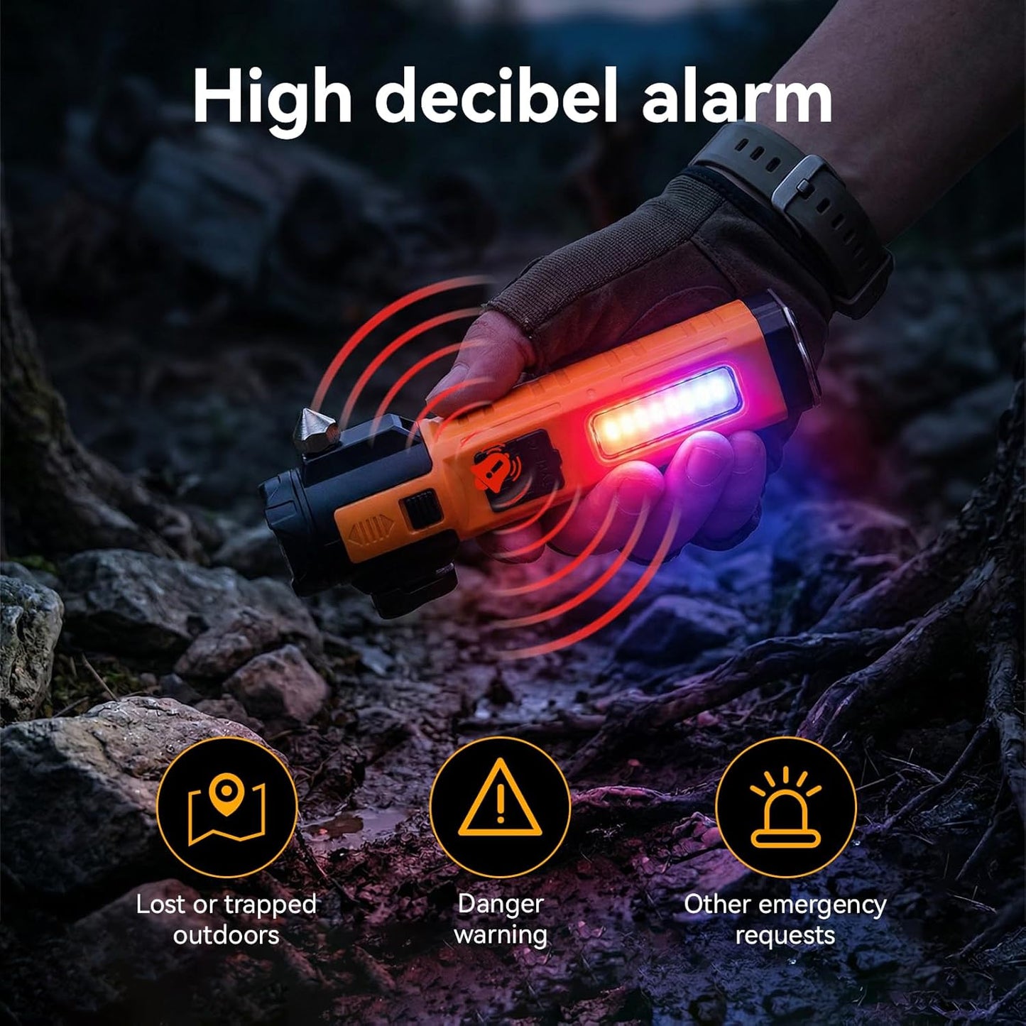 Linterna solar multifuncional automóvil con zoom y alarma
