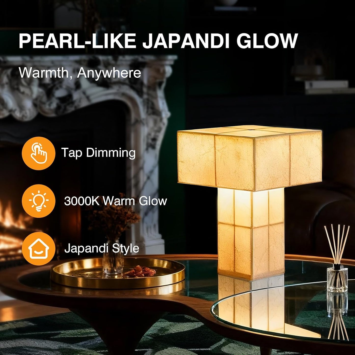 Lámpara mesita noche Japandi Touch USB C luz cálida