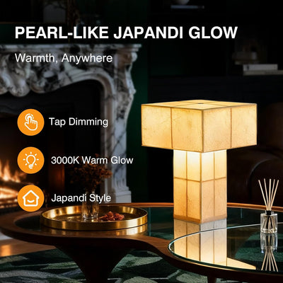 Lámpara mesita noche Japandi Touch USB C luz cálida