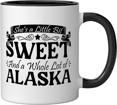 Taza cerámica She's a Little Bit Sweet y Alaska, negro/blanco