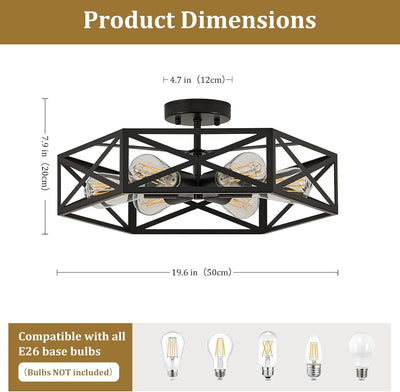 Lámpara techo industrial luces hexagonales cocina sala