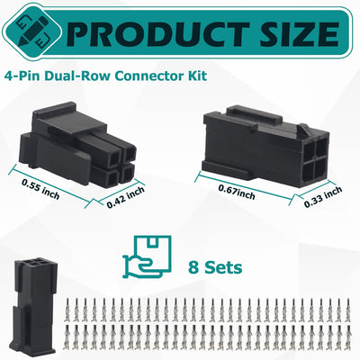 Set 8 Conectores Doble Fila 4 Pines 18-24 AWG Comp Molex