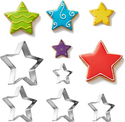 Juego de 5 cortadores de galletas de estrella en acero inoxidable