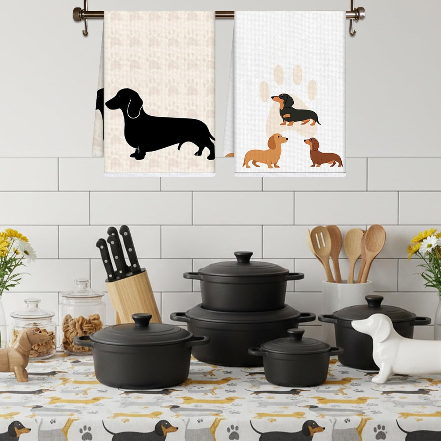 Toallas de cocina para perro Juego de 4 microfibra divertidas