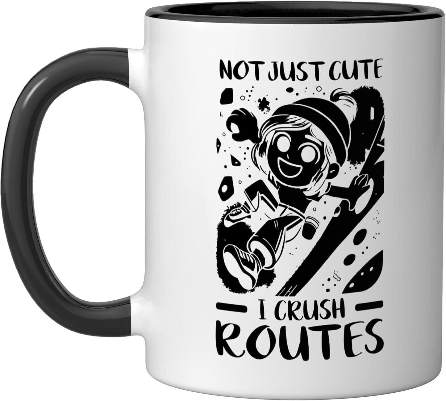 Taza Cerámica para Escalada en Rocas Negro/Blanco