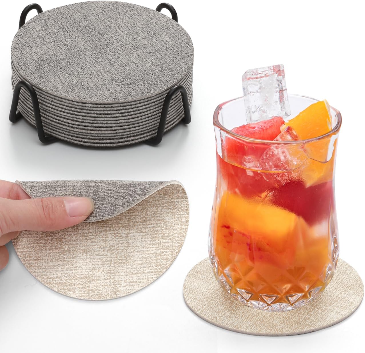 Posavasos para bebidas 12 piezas antideslizante doble cara gris claro