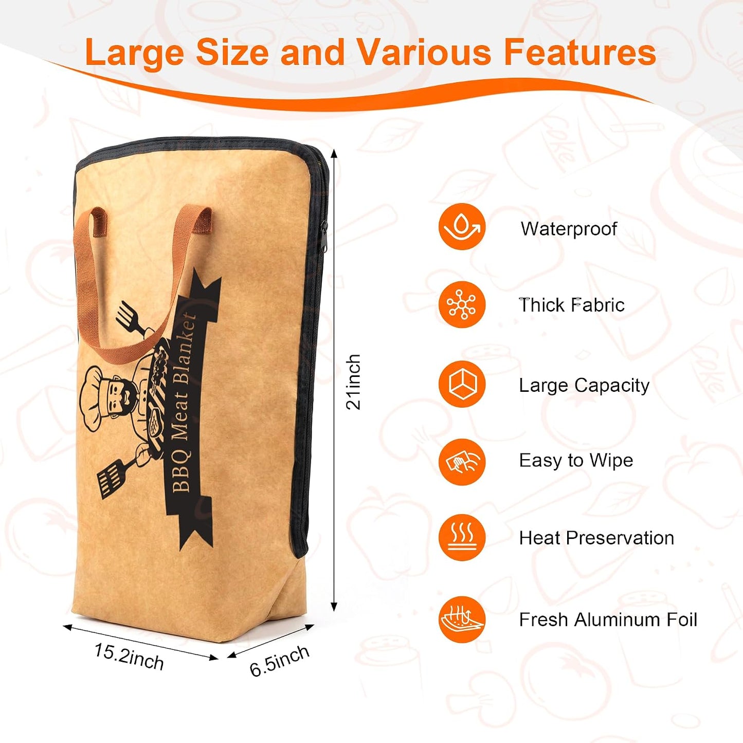 Manta barbacoa 21pulg 5 capas boca ancha para bistec
