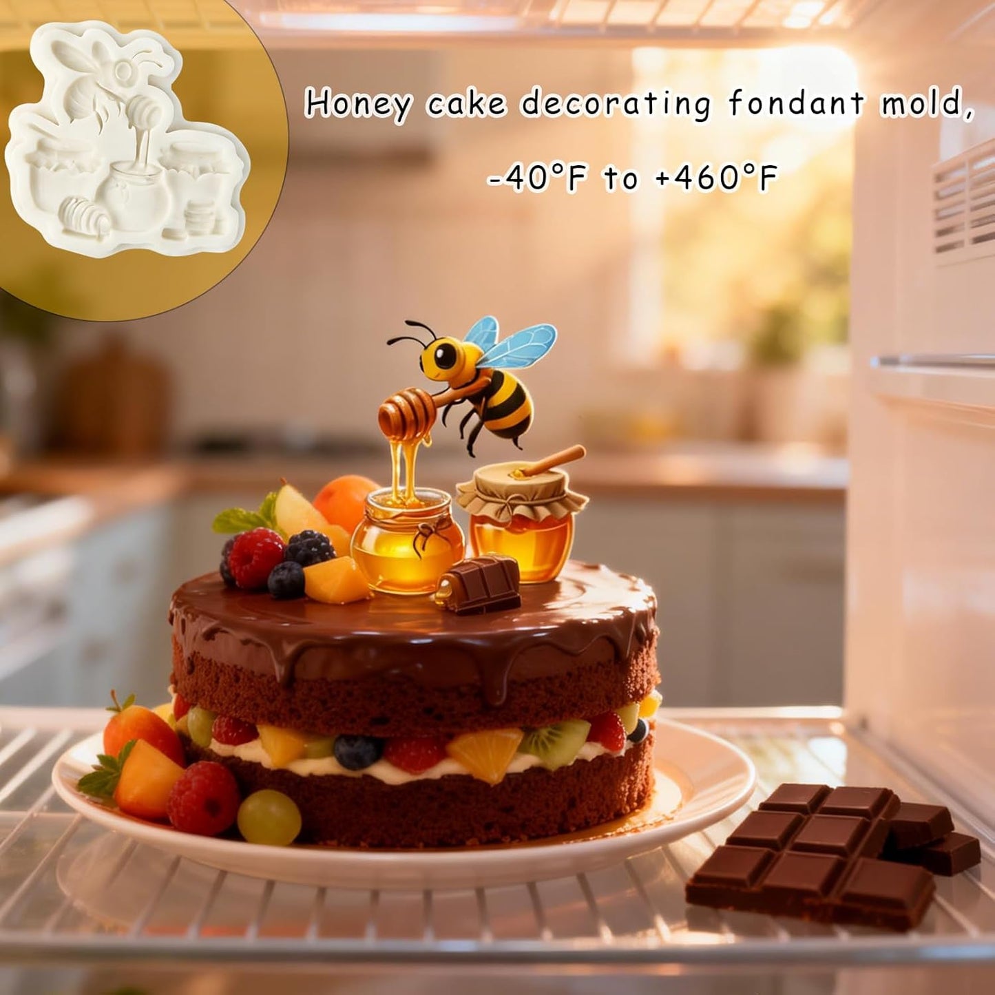 Molde silicona fondant panal 3D para pasteles y cupcakes