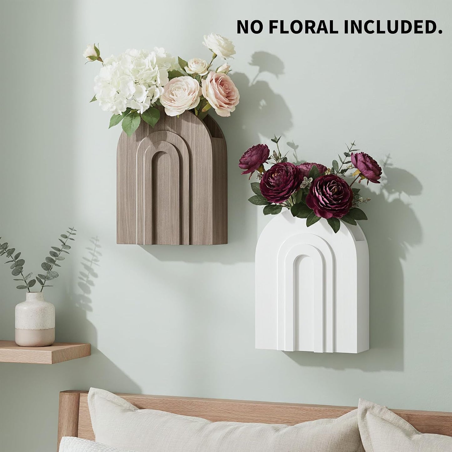 2 Jarrones Madera Boho para Hierba Pampas y Flores Secas