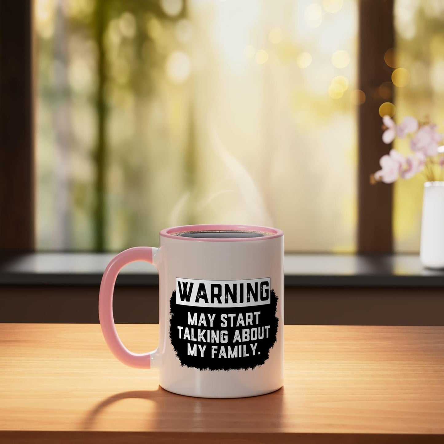 Taza Cerámica Joke Familia Rosa/Blanco