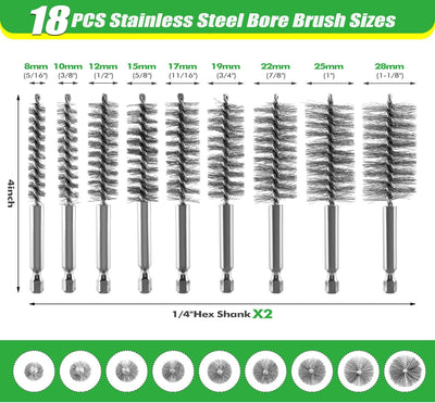Set 21 Cepillos Taladro Acero Inox 5/16 a 1-1/8pulg