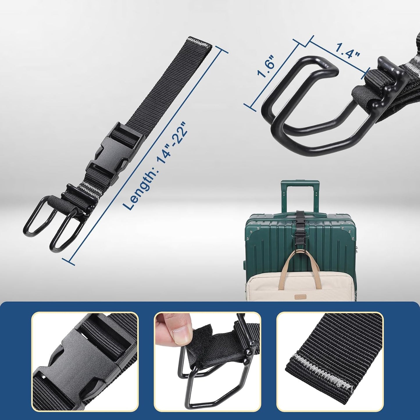 Cuerda para maleta J Hook ajustable para carry on