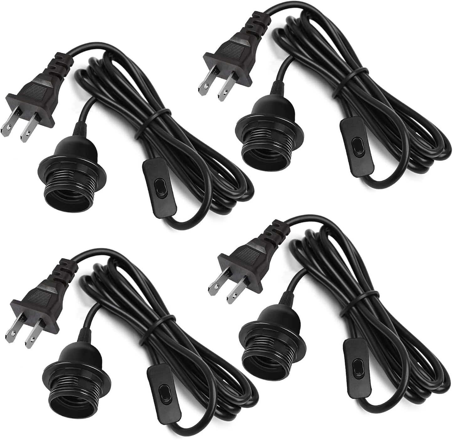 Cable luz colgante 16ft negro con enchufe E26/E27 y interruptor