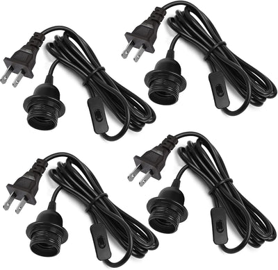 Cable luz colgante 16ft negro con enchufe E26/E27 y interruptor