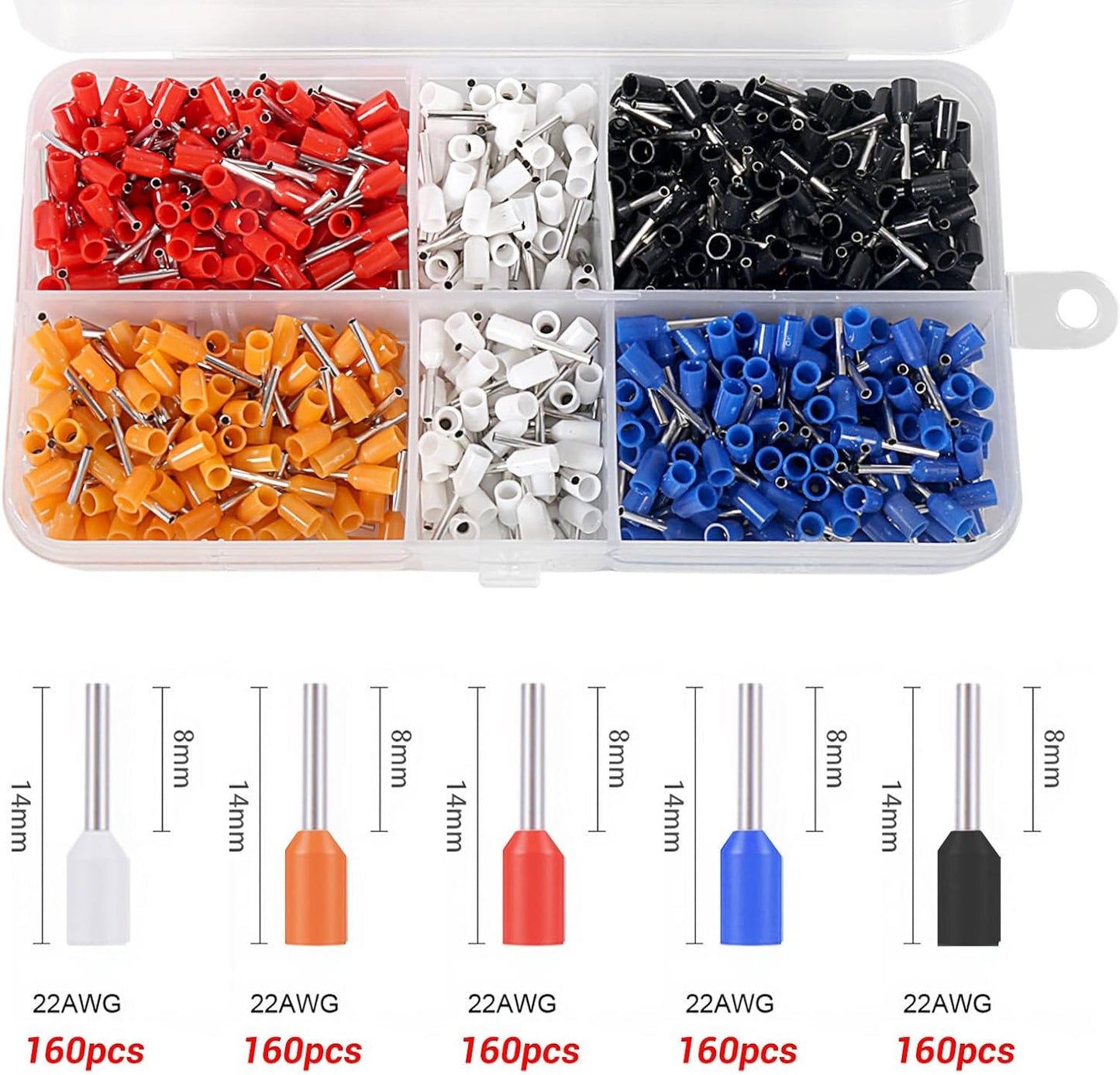 Kit 800 pzas conectores crimpado AWG 22-7