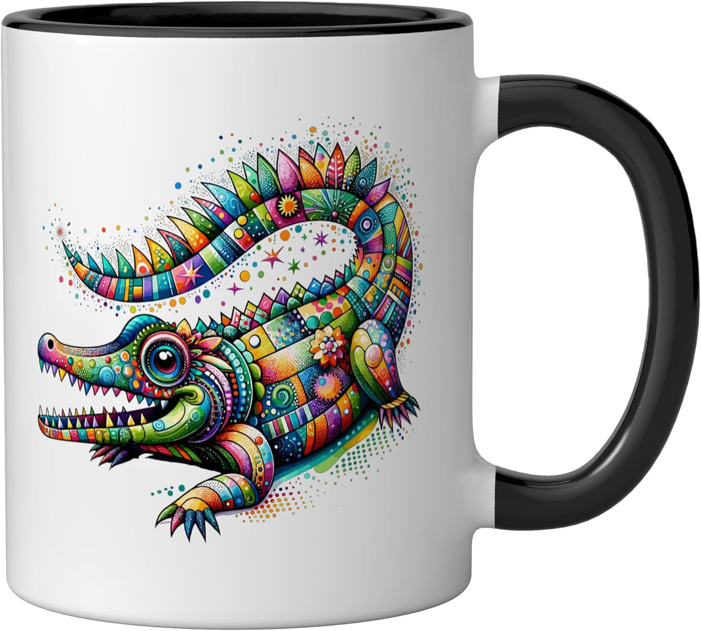 Taza cerámica de cocodrilo colorida Hobicore estilo negro/blanco