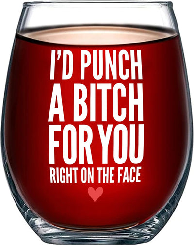 Vaso de vino claro 17oz para amigas y hermanas